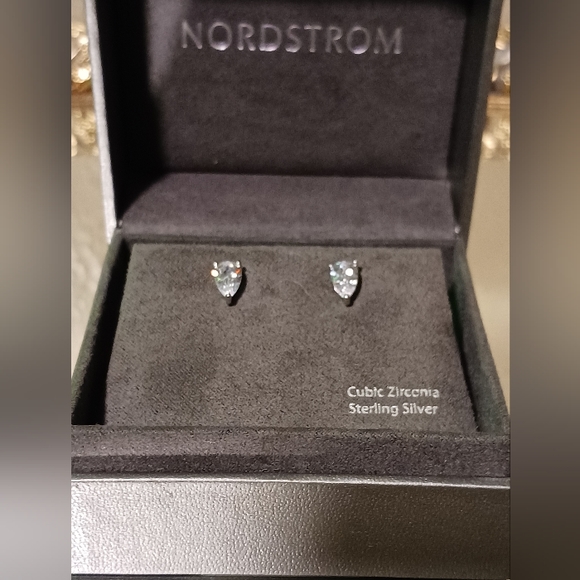 NORDSTROM Sterling Silver Cubic Zirconia Teardrop Earrings - Picture 2 of 6